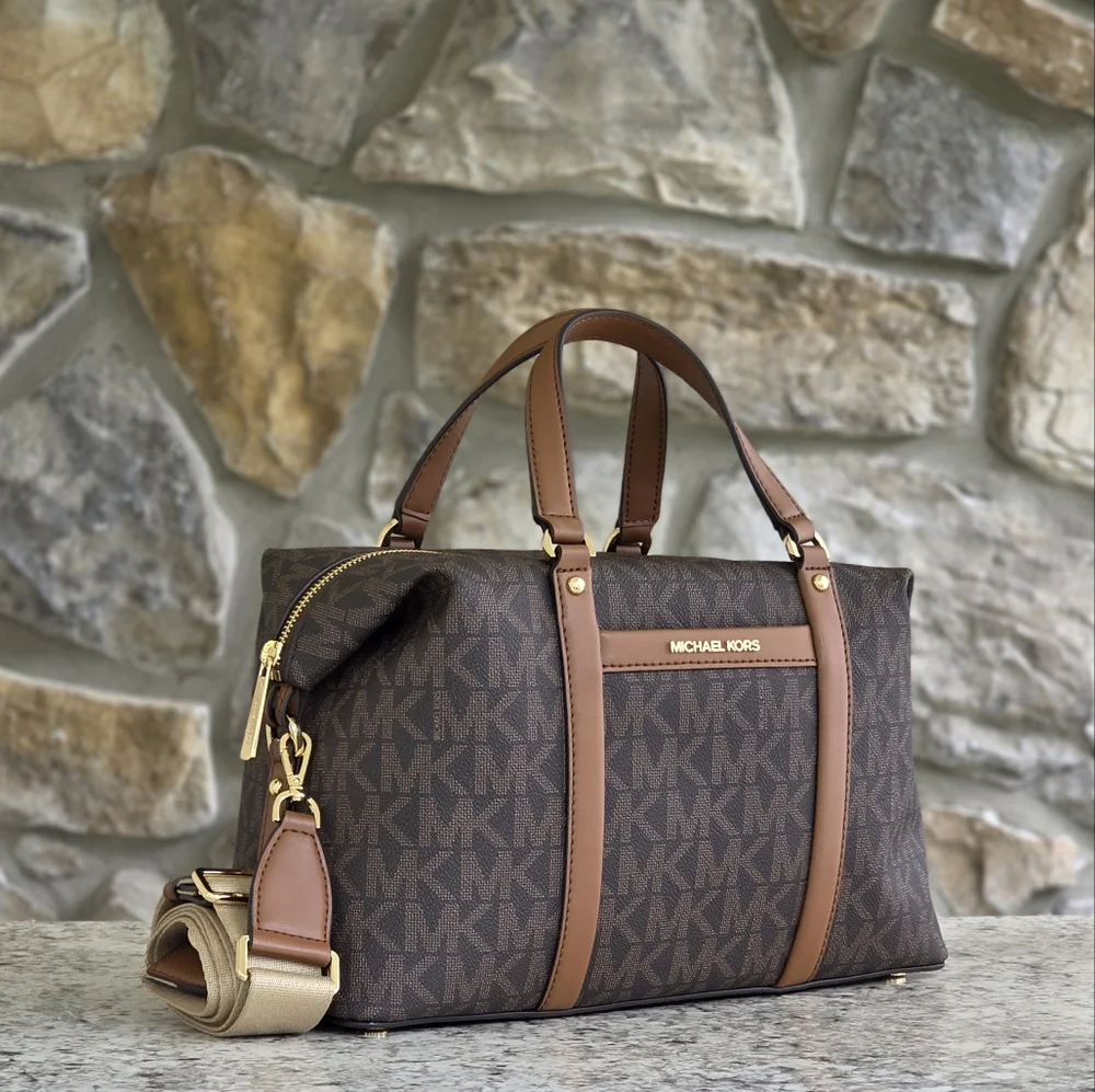 Michael Kors Beck Logo Medium Brown Satchel